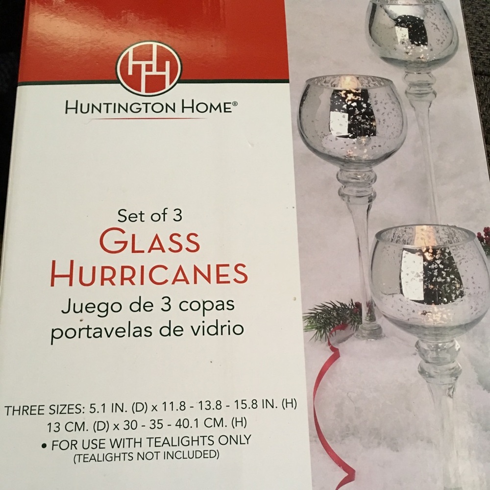 Three glass hurricanes decoration